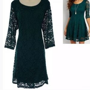 Maurices emerald green lace overlay dress